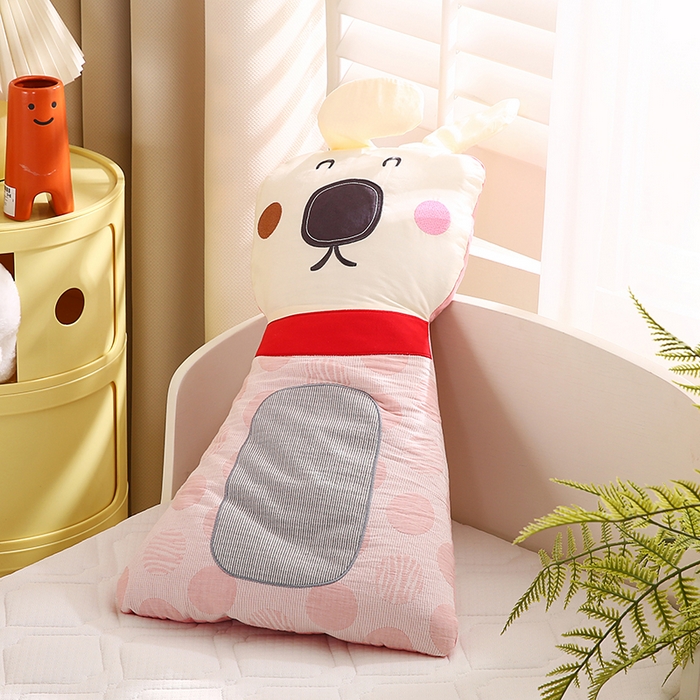 蔻眠 动物园-全棉儿童卡通荞麦护颈枕头学生枕芯 动物园-粉色