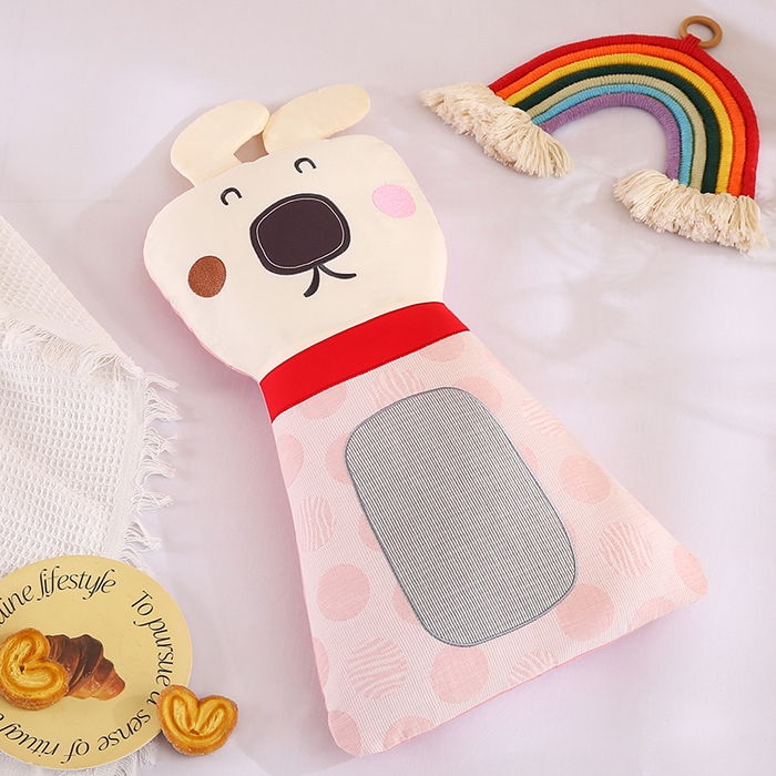 91家纺网 家纺一手货源 找家纺 蔻眠 动物园-全棉儿童卡通荞麦护颈枕头学生枕芯 动物园-粉色