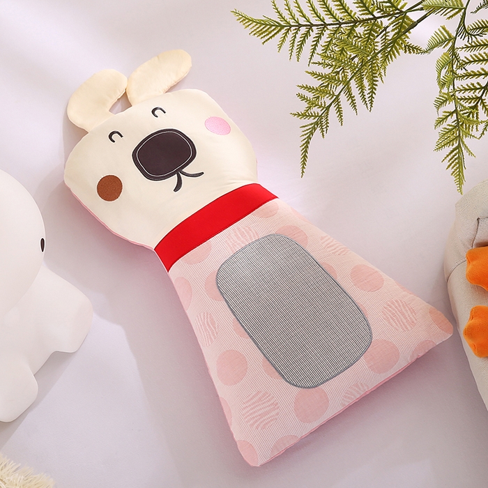 91家纺网 家纺一手货源 找家纺 蔻眠 动物园-全棉儿童卡通荞麦护颈枕头学生枕芯 动物园-粉色