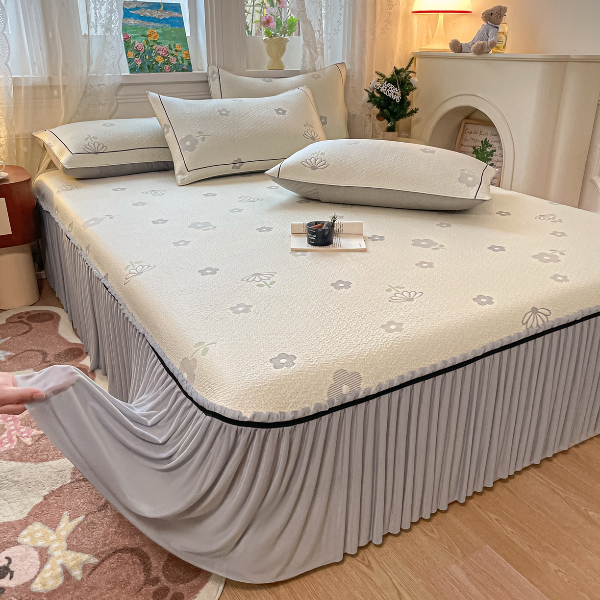 91家纺网 家纺一手货源 找家纺 （总）雅居纺家纺 2026新款夏日花语系列凉感床裙凉席