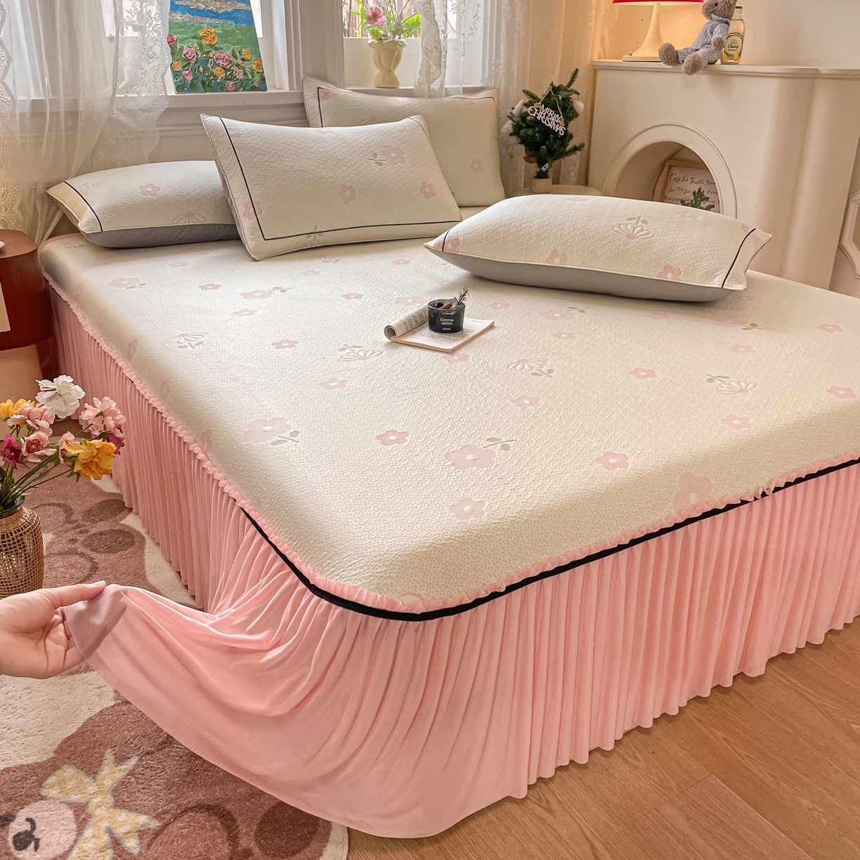 91家纺网 家纺一手货源 找家纺 （总）雅居纺家纺 2026新款夏日花语系列凉感床裙凉席