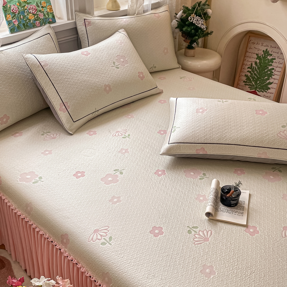 91家纺网 家纺一手货源 找家纺 （总）雅居纺家纺 2026新款夏日花语系列凉感床裙凉席