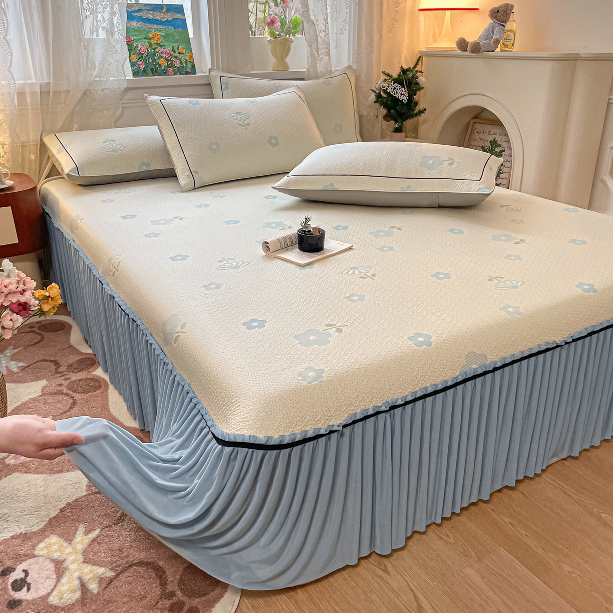 91家纺网 家纺一手货源 找家纺 （总）雅居纺家纺 2026新款夏日花语系列凉感床裙凉席