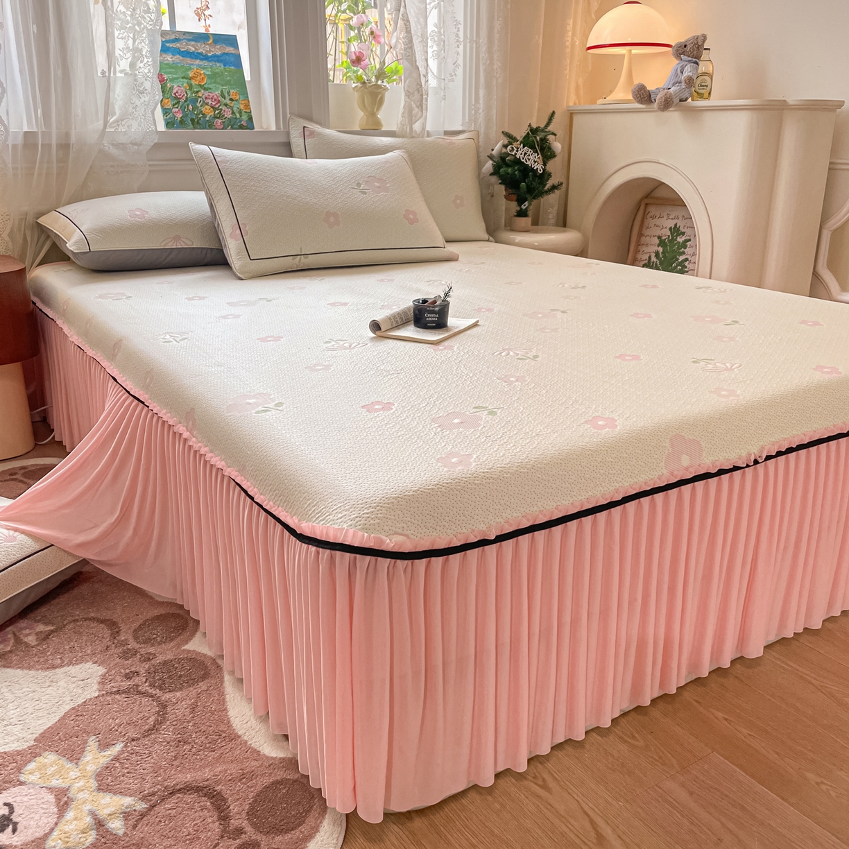 91家纺网 家纺一手货源 找家纺 （总）雅居纺家纺 2026新款夏日花语系列凉感床裙凉席