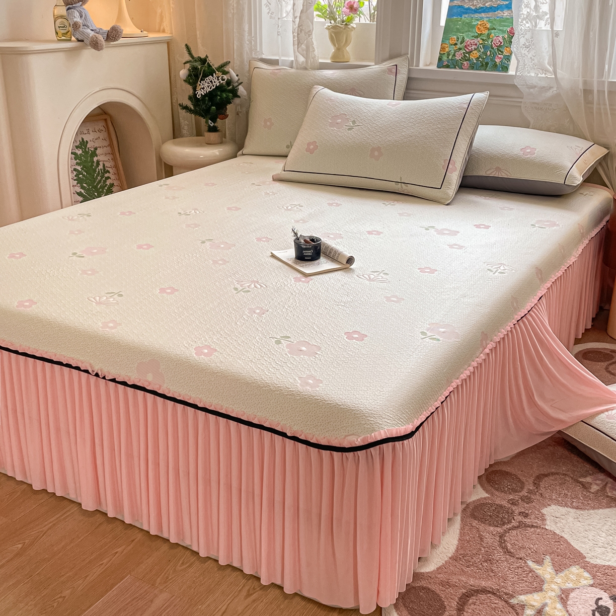 91家纺网 家纺一手货源 找家纺 （总）雅居纺家纺 2026新款夏日花语系列凉感床裙凉席