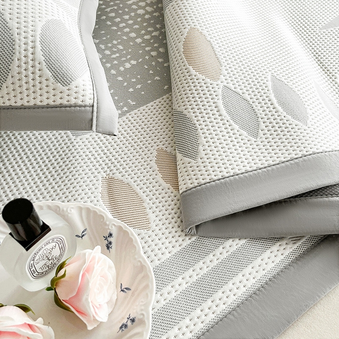 91家纺网 家纺一手货源 找家纺 雅诗帛 2026新款PE凉感丝凉席床笠款凉席席子三件套-几何 几何-灰