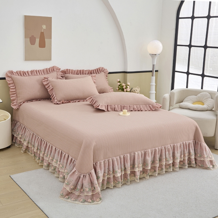 91家纺网 家纺一手货源 找家纺 能好家纺 2026新款冰豆豆华夫格pe凉感席 豆沙