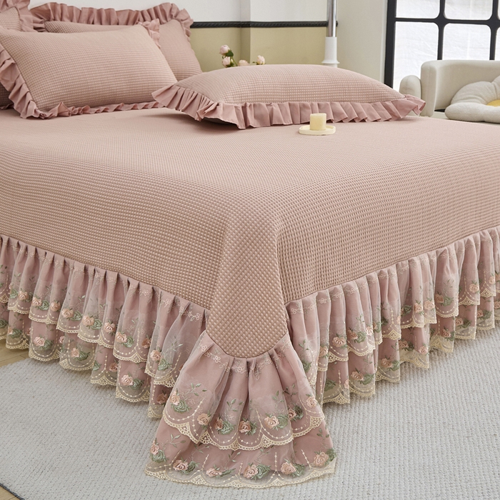 91家纺网 家纺一手货源 找家纺 能好家纺 2026新款冰豆豆华夫格pe凉感席 豆沙