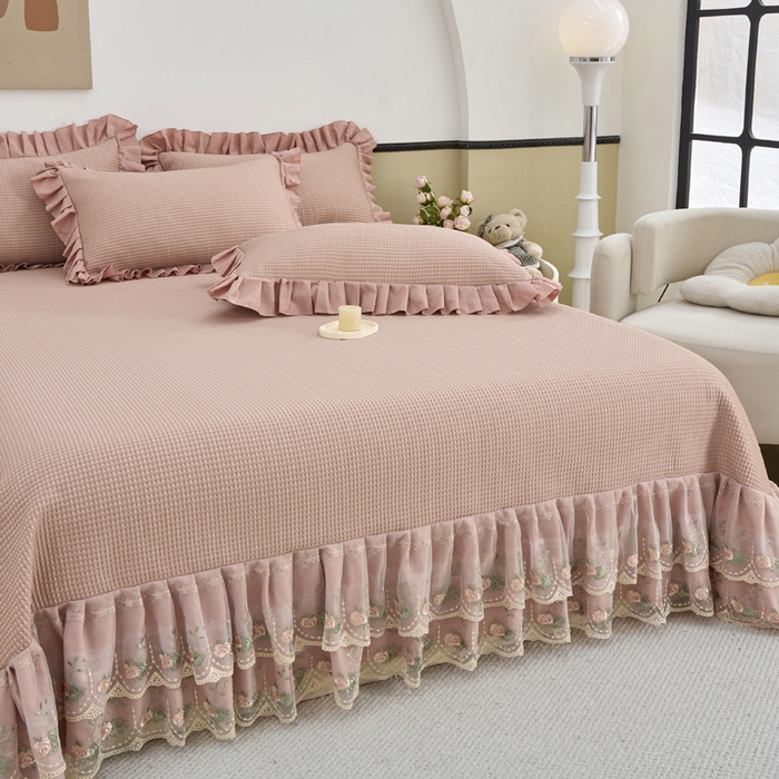 91家纺网 家纺一手货源 找家纺 能好家纺 2026新款冰豆豆华夫格pe凉感席 豆沙