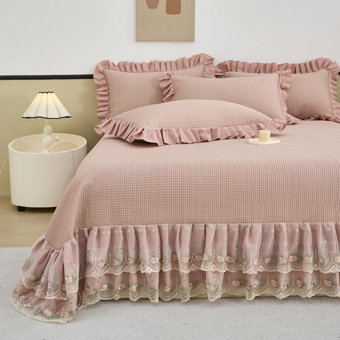 91家纺网 家纺一手货源 找家纺 能好家纺 2026新款冰豆豆华夫格pe凉感席 豆沙