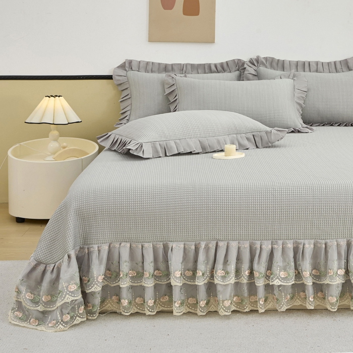 91家纺网 家纺一手货源 找家纺 能好家纺 2026新款冰豆豆华夫格pe凉感席 灰