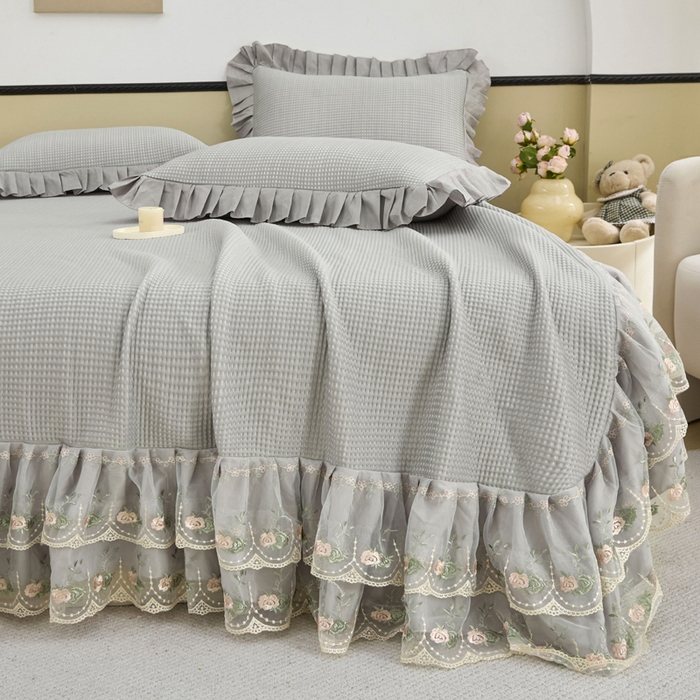 91家纺网 家纺一手货源 找家纺 能好家纺 2026新款冰豆豆华夫格pe凉感席 灰