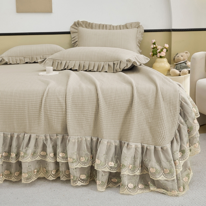 91家纺网 家纺一手货源 找家纺 能好家纺 2026新款冰豆豆华夫格pe凉感席 咖