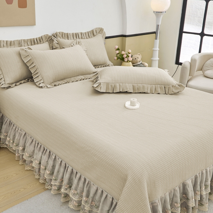 91家纺网 家纺一手货源 找家纺 能好家纺 2026新款冰豆豆华夫格pe凉感席 咖