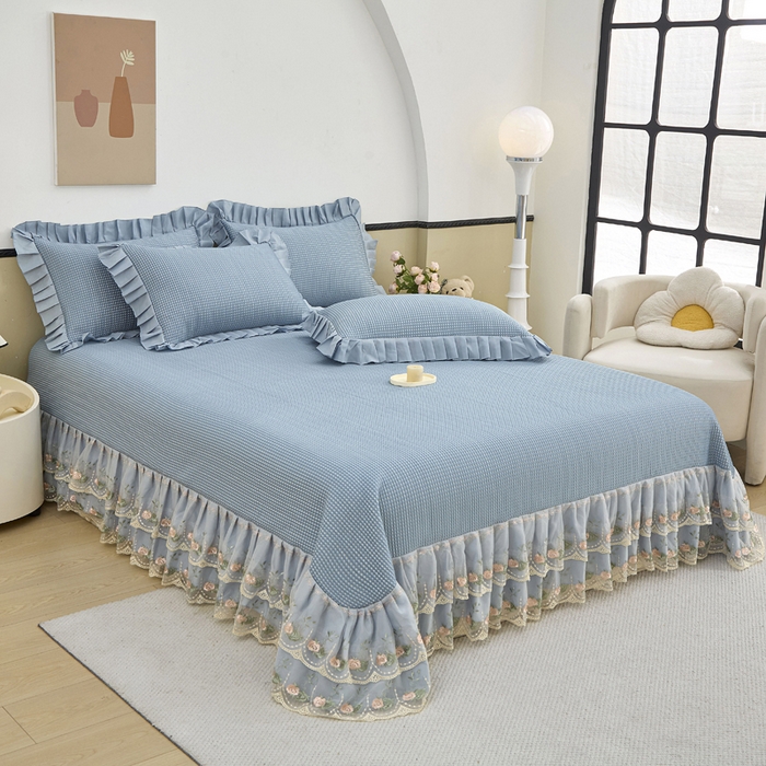 91家纺网 家纺一手货源 找家纺 能好家纺 2026新款冰豆豆华夫格pe凉感席 蓝