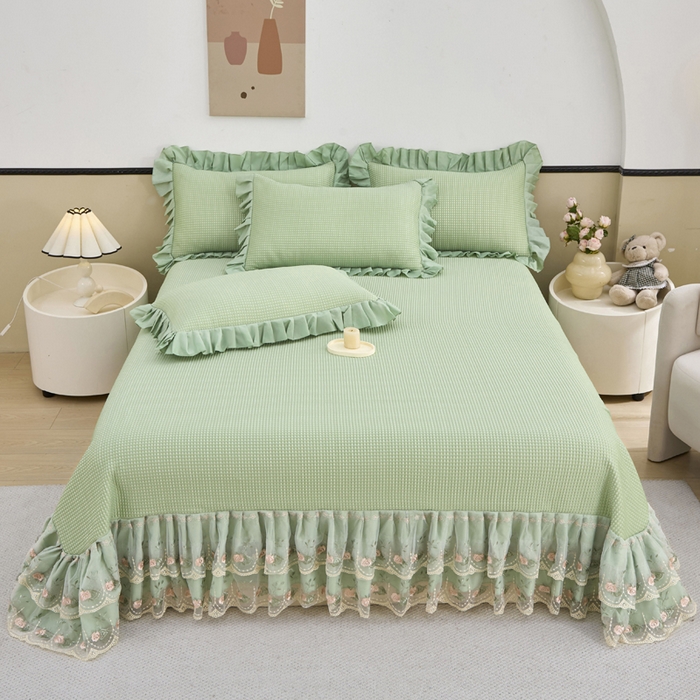 91家纺网 家纺一手货源 找家纺 能好家纺 2026新款冰豆豆华夫格pe凉感席 绿