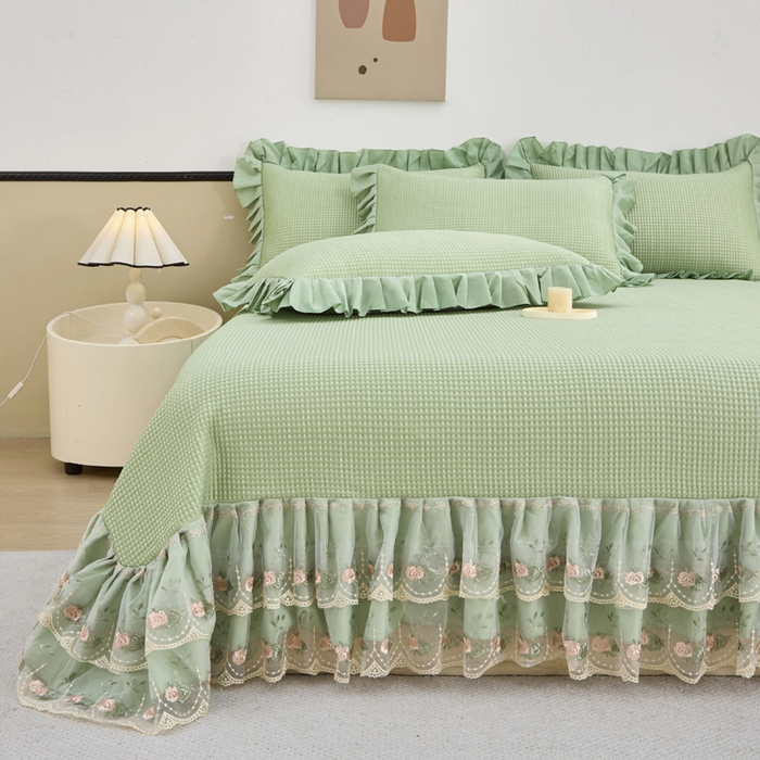 91家纺网 家纺一手货源 找家纺 能好家纺 2026新款冰豆豆华夫格pe凉感席 绿