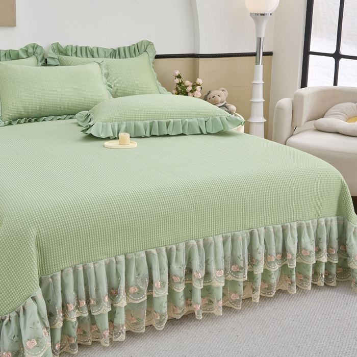 91家纺网 家纺一手货源 找家纺 能好家纺 2026新款冰豆豆华夫格pe凉感席 绿