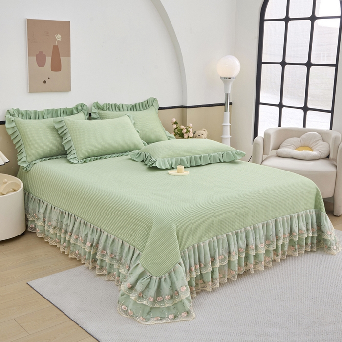 91家纺网 家纺一手货源 找家纺 能好家纺 2026新款冰豆豆华夫格pe凉感席 绿