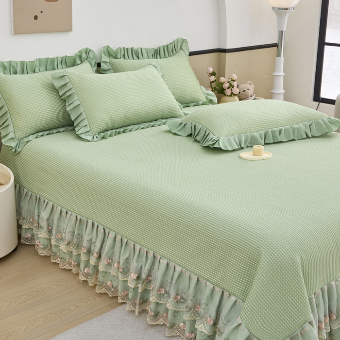 91家纺网 家纺一手货源 找家纺 能好家纺 2026新款冰豆豆华夫格pe凉感席 绿