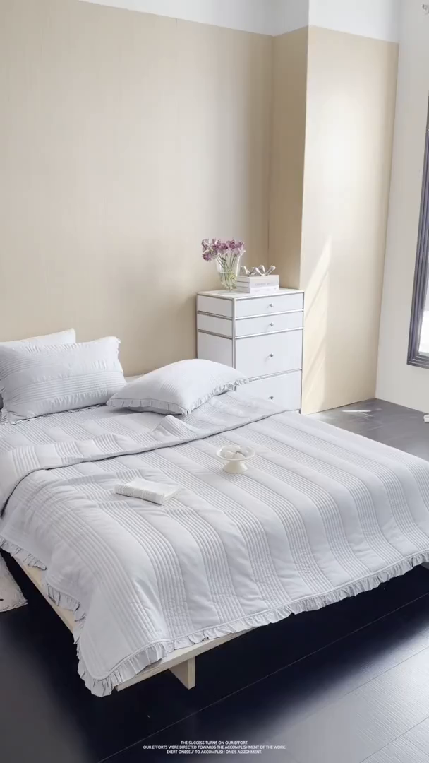 91家纺网 家纺一手货源 找家纺 （总）漫调家纺 2026新款韩国莫代尔夏被床盖系列-花边款