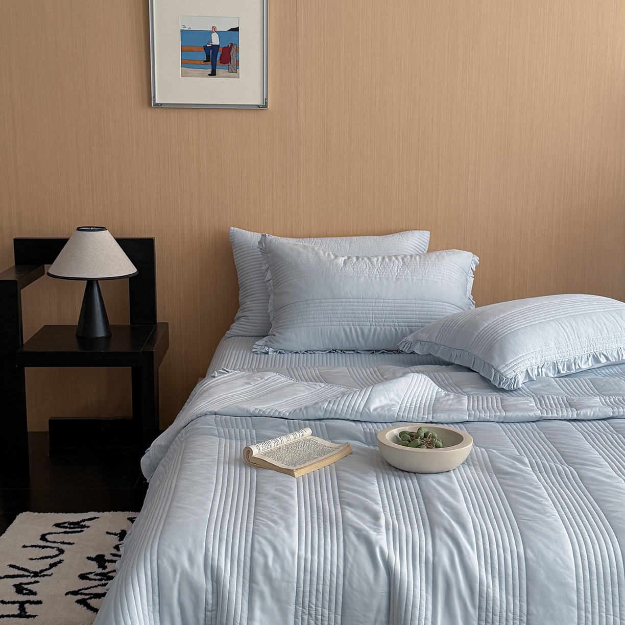 91家纺网 家纺一手货源 找家纺 （总）漫调家纺 2026新款韩国莫代尔夏被床盖系列-花边款