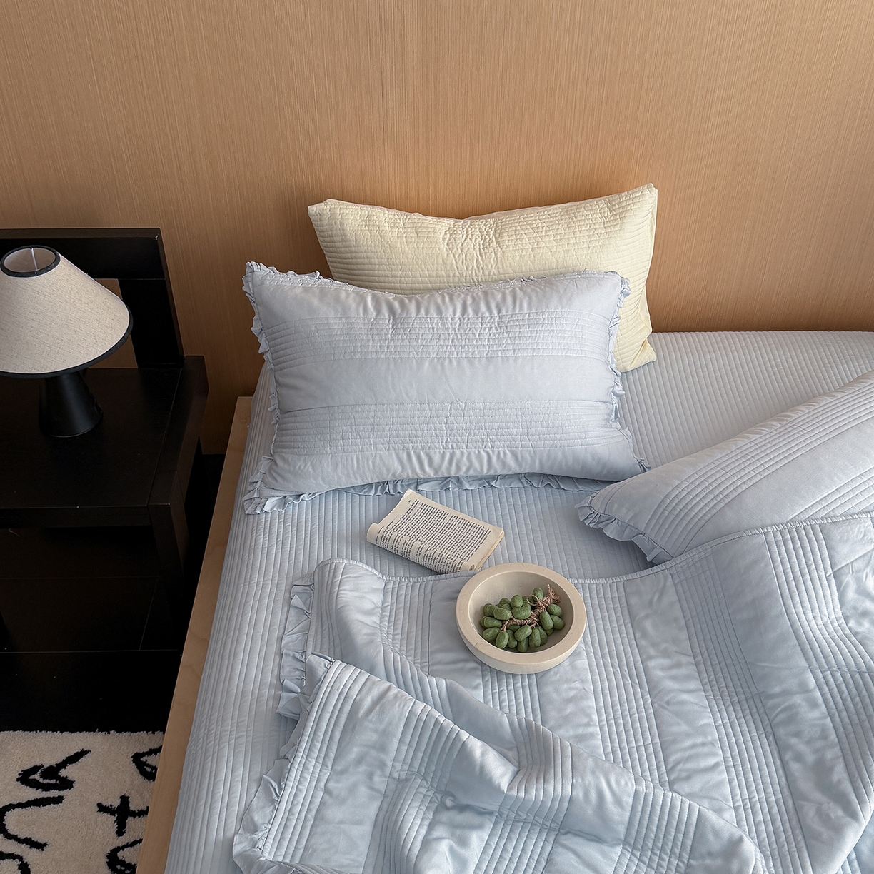 91家纺网 家纺一手货源 找家纺 （总）漫调家纺 2026新款韩国莫代尔夏被床盖系列-花边款