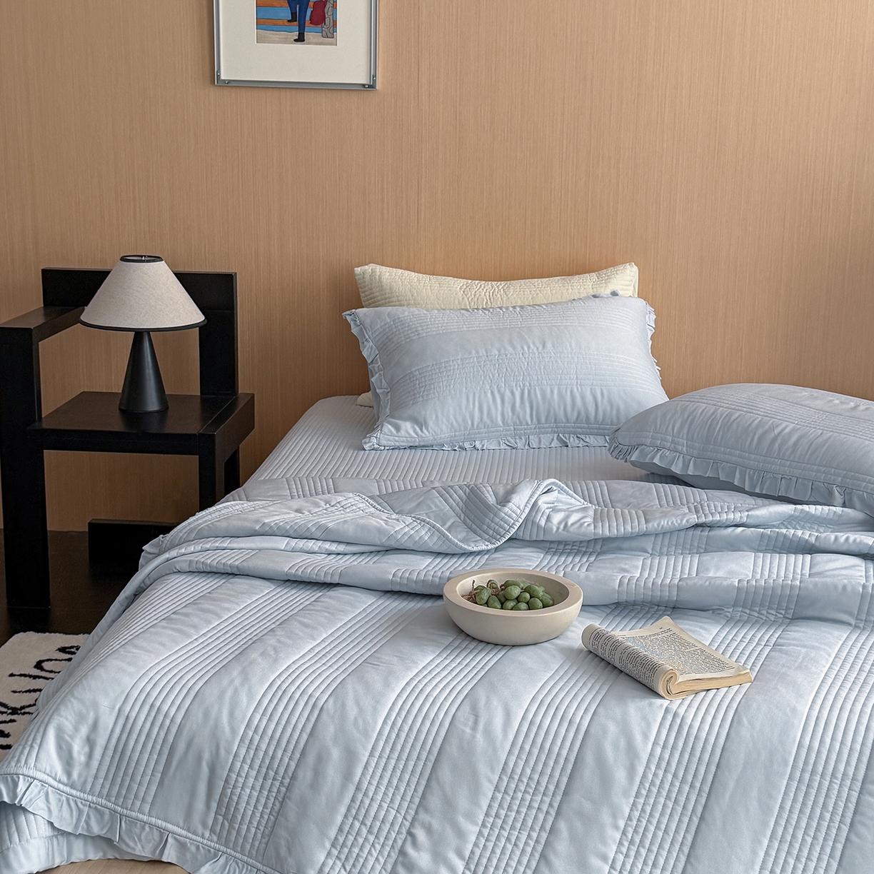 91家纺网 家纺一手货源 找家纺 （总）漫调家纺 2026新款韩国莫代尔夏被床盖系列-花边款