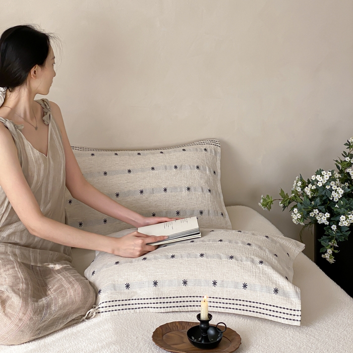 91家纺网 家纺一手货源 找家纺 （总）麻依 2026新款四层纱布亚麻枕巾棉麻