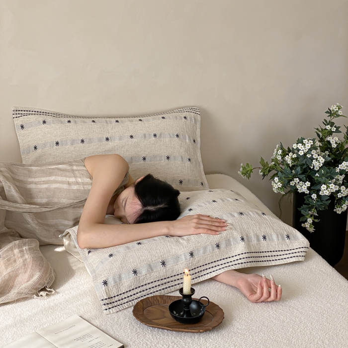 91家纺网 家纺一手货源 找家纺 （总）麻依 2026新款四层纱布亚麻枕巾棉麻