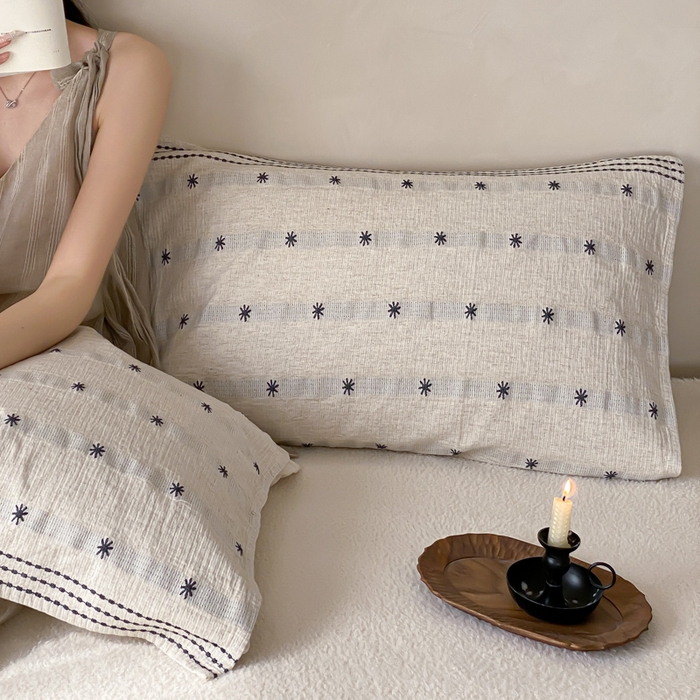 91家纺网 家纺一手货源 找家纺 （总）麻依 2026新款四层纱布亚麻枕巾棉麻