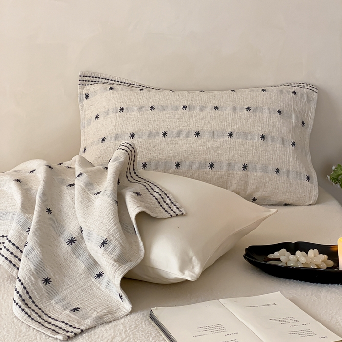 91家纺网 家纺一手货源 找家纺 （总）麻依 2026新款四层纱布亚麻枕巾棉麻