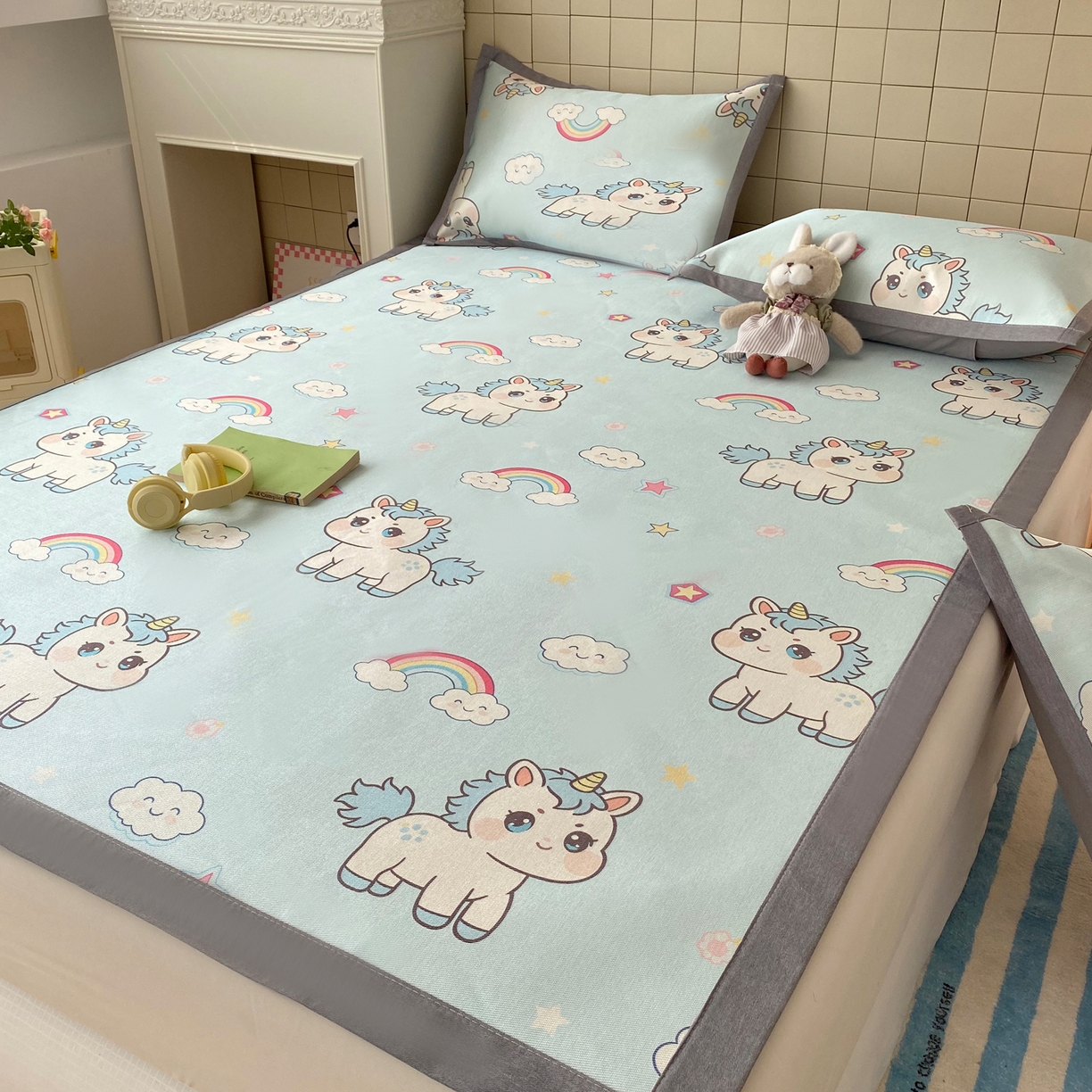 91家纺网 家纺一手货源 找家纺 （总）金盛纺 2026新款A类数码印花冰丝席(可定制)-床席款