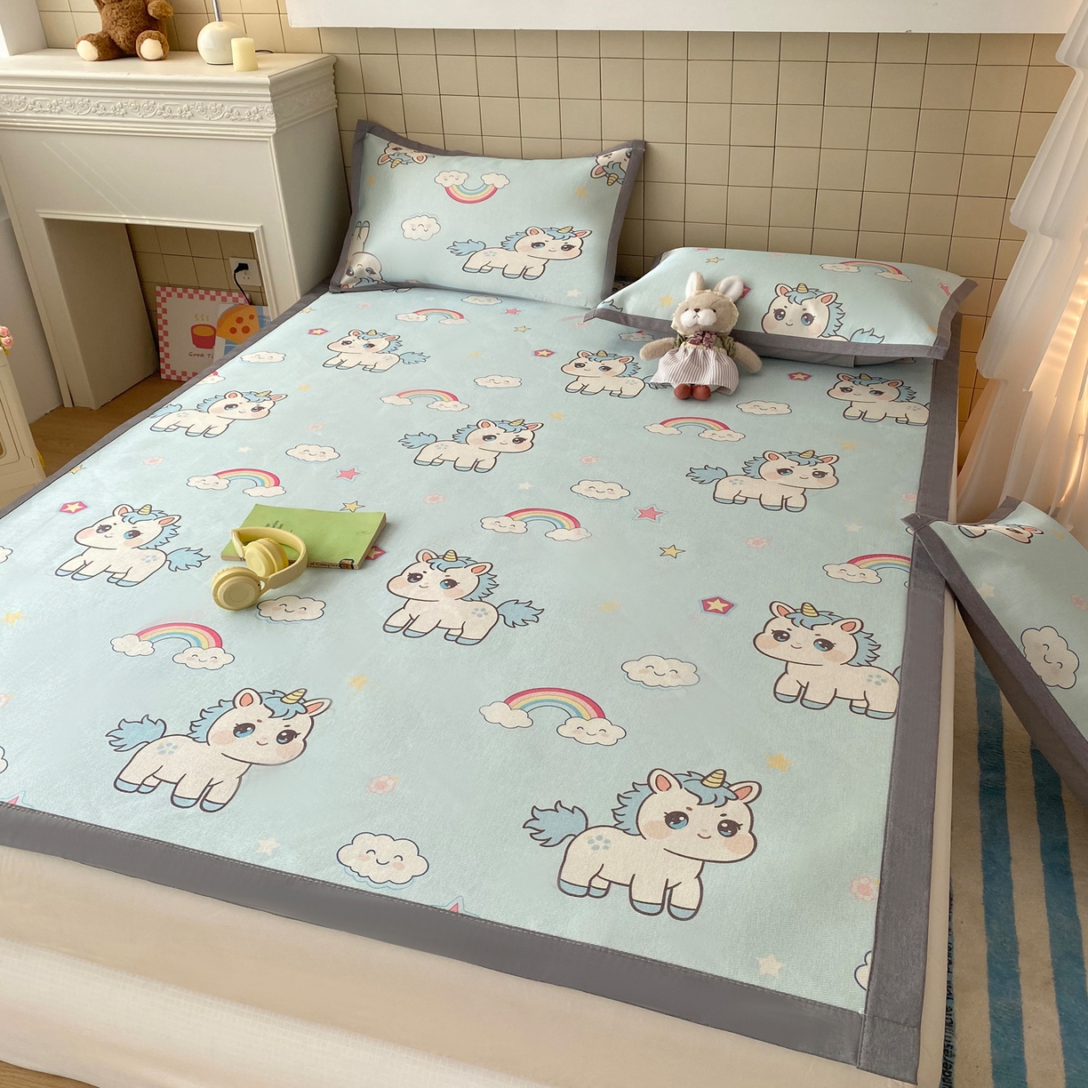 91家纺网 家纺一手货源 找家纺 （总）金盛纺 2026新款A类数码印花冰丝席(可定制)-床席款