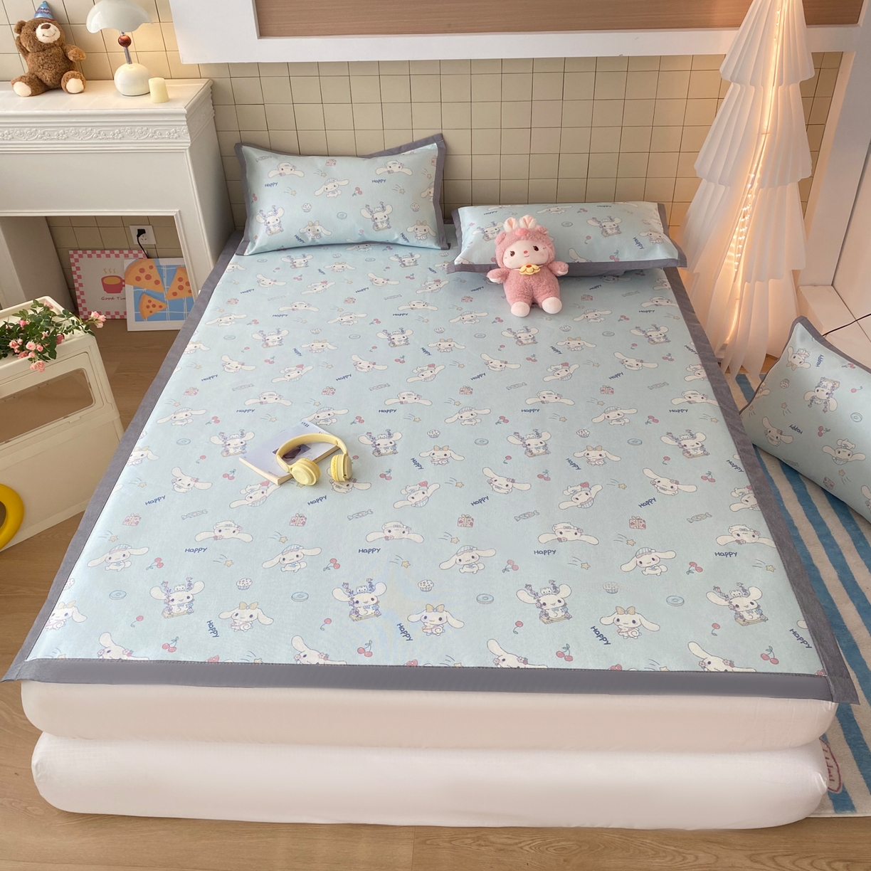 91家纺网 家纺一手货源 找家纺 金盛纺 2026新款A类数码印花冰丝席(可定制)-床席款 桂闲风