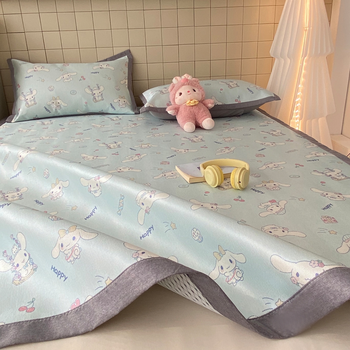 91家纺网 家纺一手货源 找家纺 金盛纺 2026新款A类数码印花冰丝席(可定制)-床席款 桂闲风