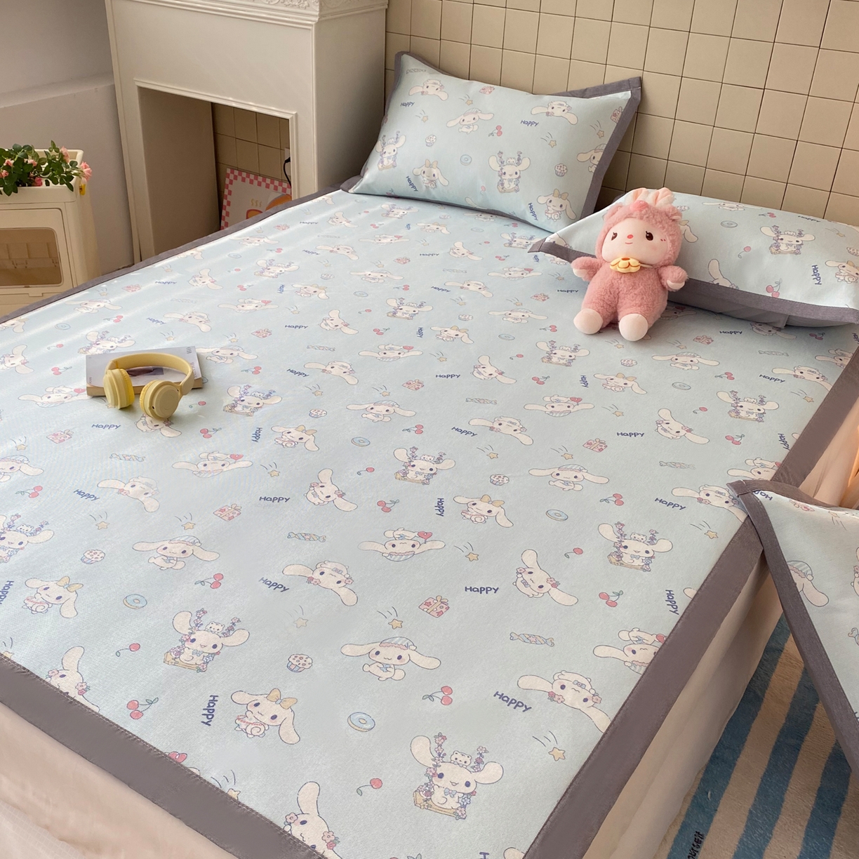 91家纺网 家纺一手货源 找家纺 金盛纺 2026新款A类数码印花冰丝席(可定制)-床席款 桂闲风