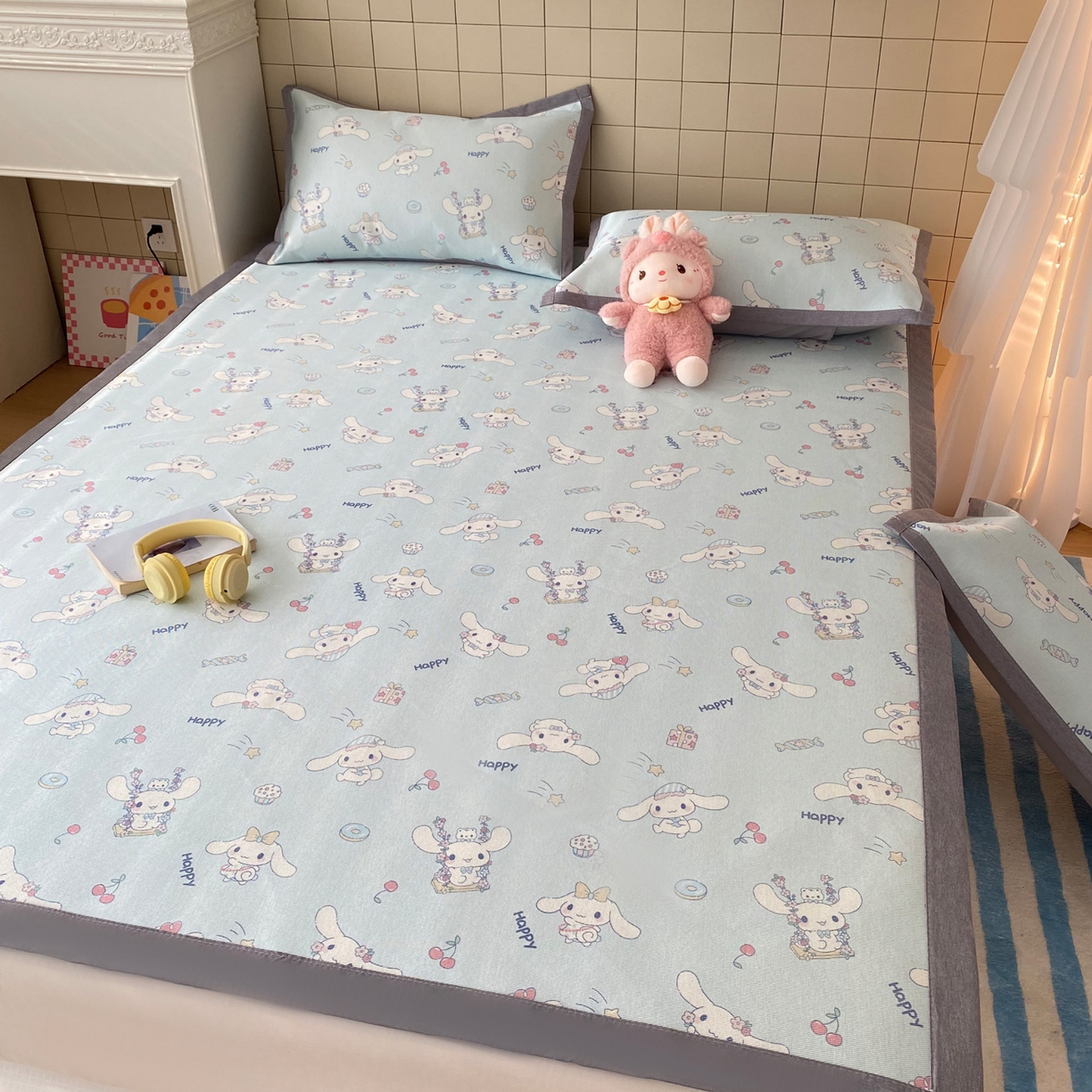 91家纺网 家纺一手货源 找家纺 金盛纺 2026新款A类数码印花冰丝席(可定制)-床席款 桂闲风