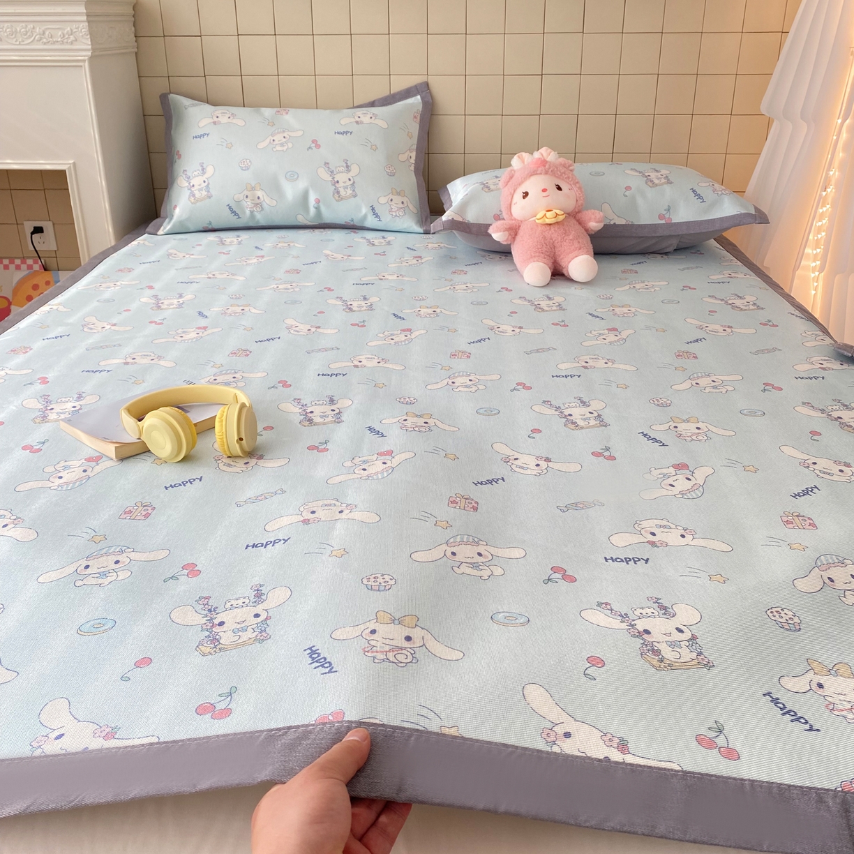 91家纺网 家纺一手货源 找家纺 金盛纺 2026新款A类数码印花冰丝席(可定制)-床席款 桂闲风