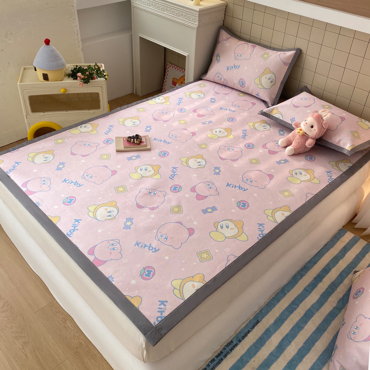 91家纺网 家纺一手货源 找家纺 金盛纺 2026新款A类数码印花冰丝席(可定制)-床席款 泡泡嘟嘟