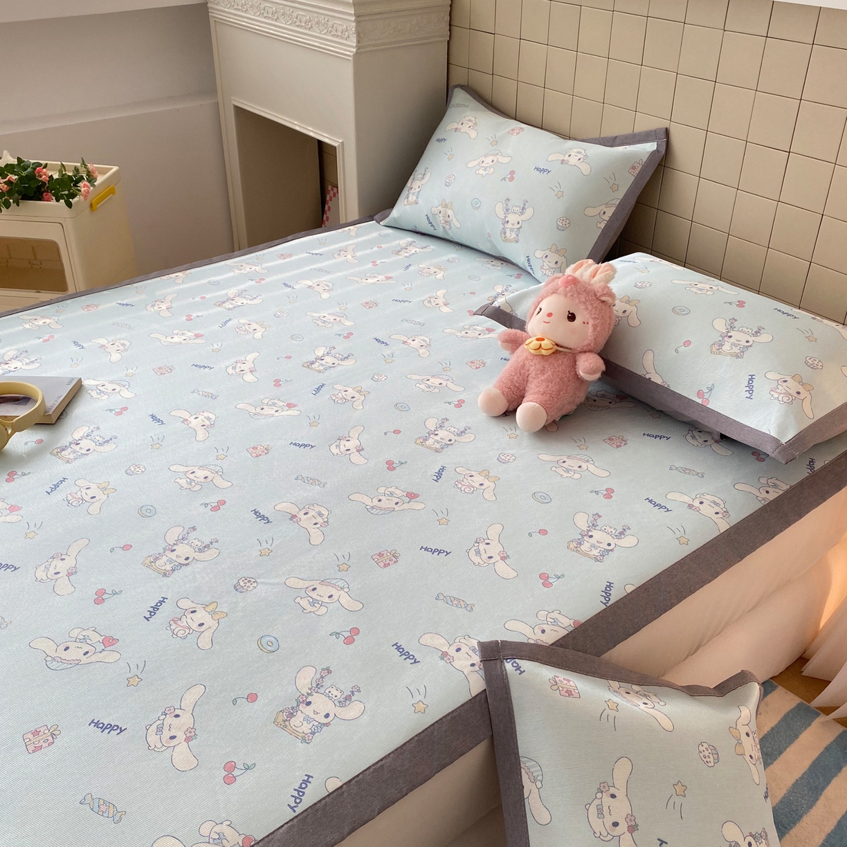 91家纺网 家纺一手货源 找家纺 金盛纺 2026新款A类数码印花冰丝席(可定制)-床席款 桂闲风