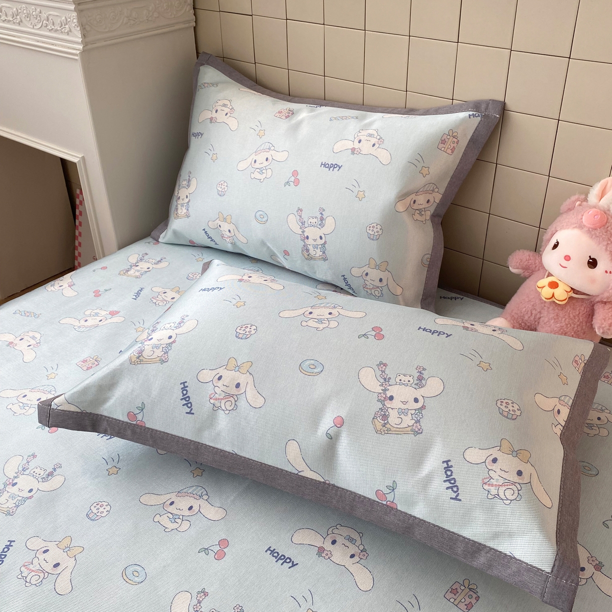 91家纺网 家纺一手货源 找家纺 金盛纺 2026新款A类数码印花冰丝席(可定制)-床席款 桂闲风