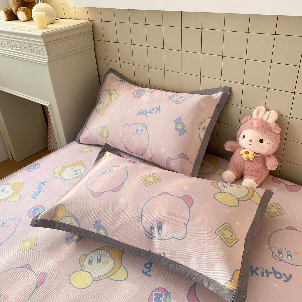 91家纺网 家纺一手货源 找家纺 金盛纺 2026新款A类数码印花冰丝席(可定制)-床席款 泡泡嘟嘟