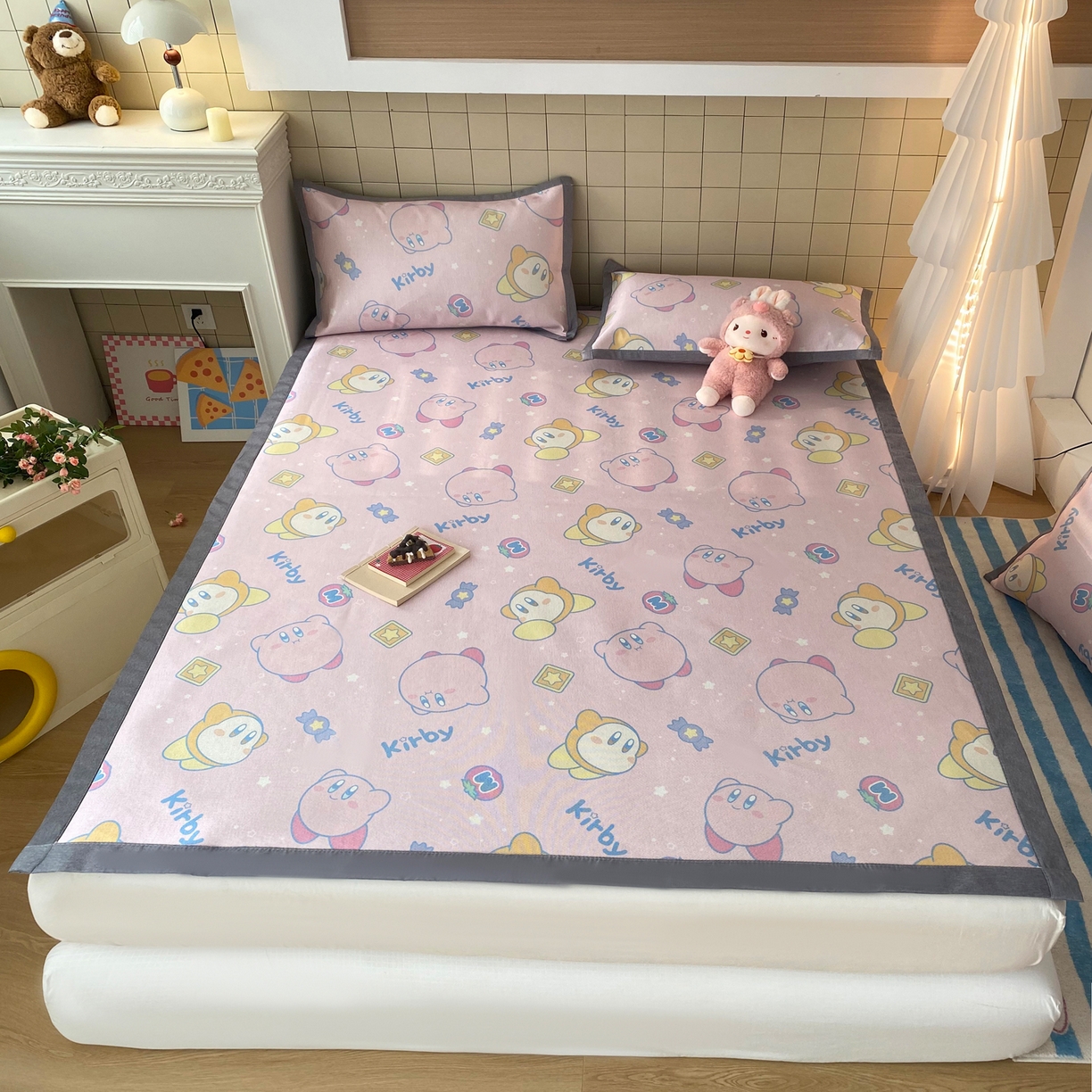 91家纺网 家纺一手货源 找家纺 金盛纺 2026新款A类数码印花冰丝席(可定制)-床席款 泡泡嘟嘟