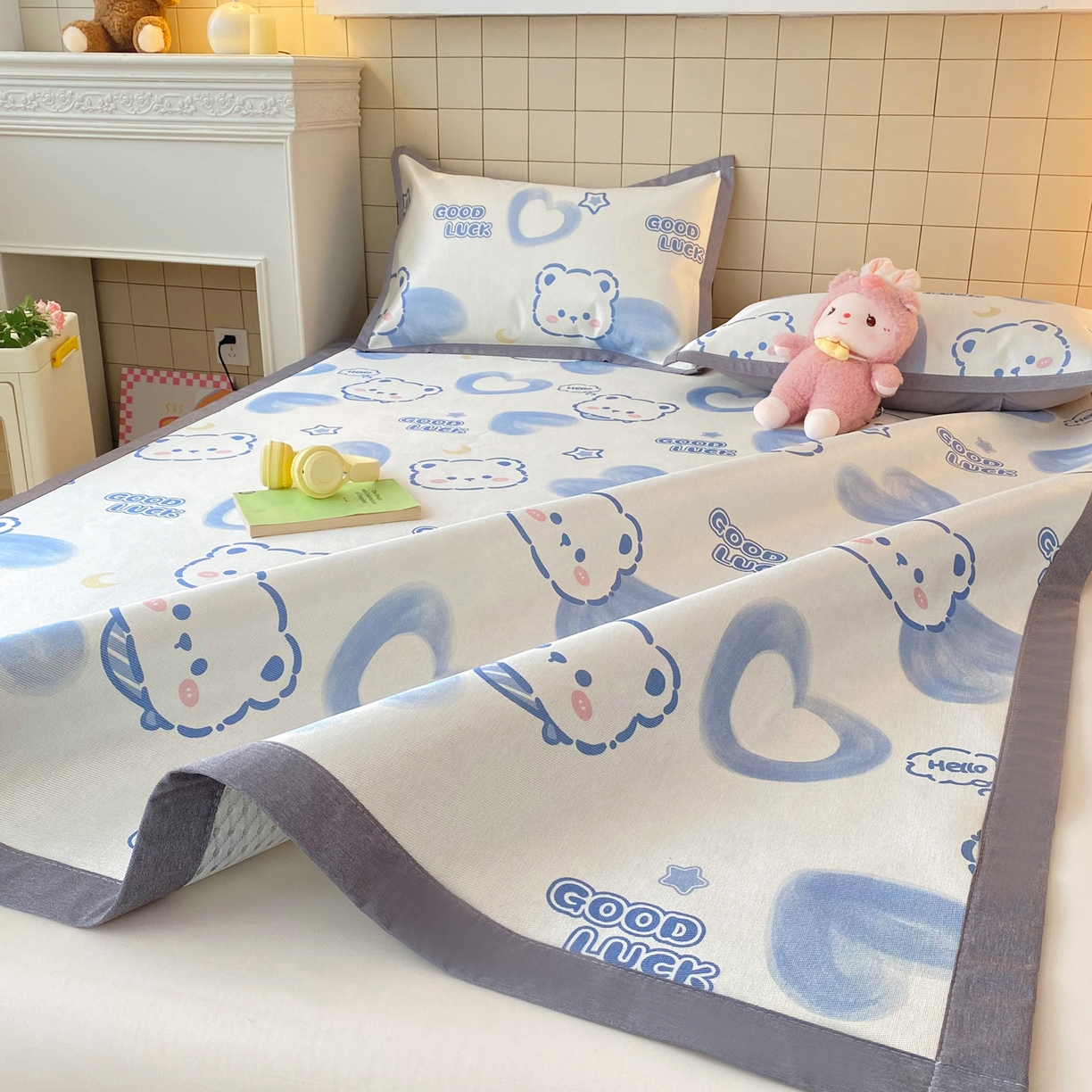 金盛纺 2026新款A类数码印花冰丝席(可定制)-床席款 星月小熊