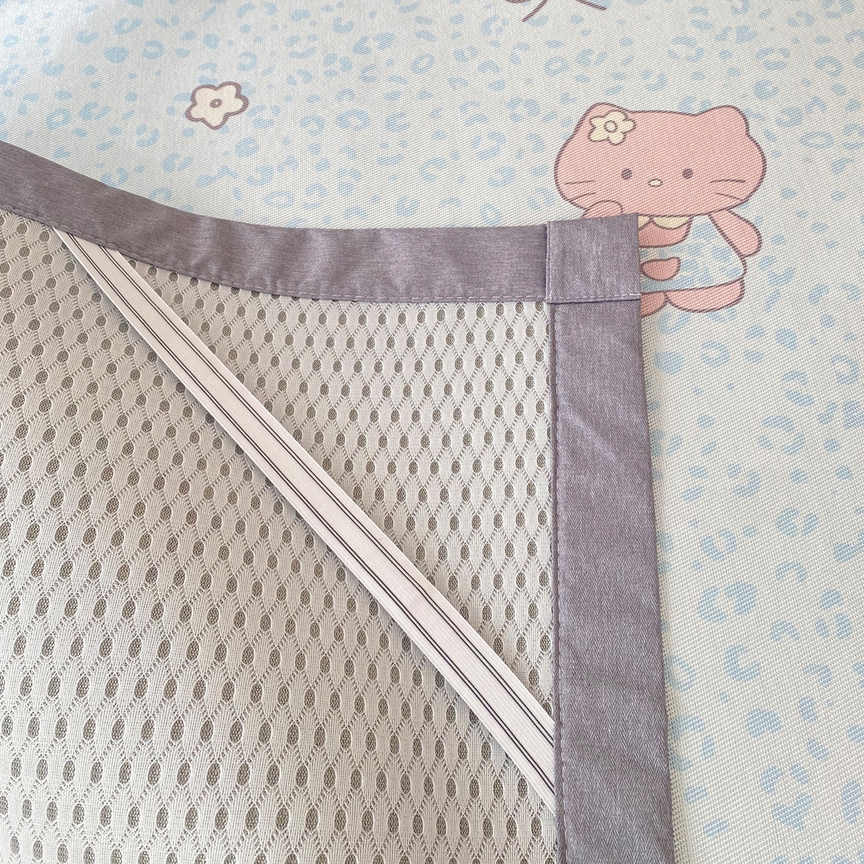 91家纺网 家纺一手货源 找家纺 金盛纺 2026新款A类数码印花冰丝席(可定制)-床席款 蓝猫