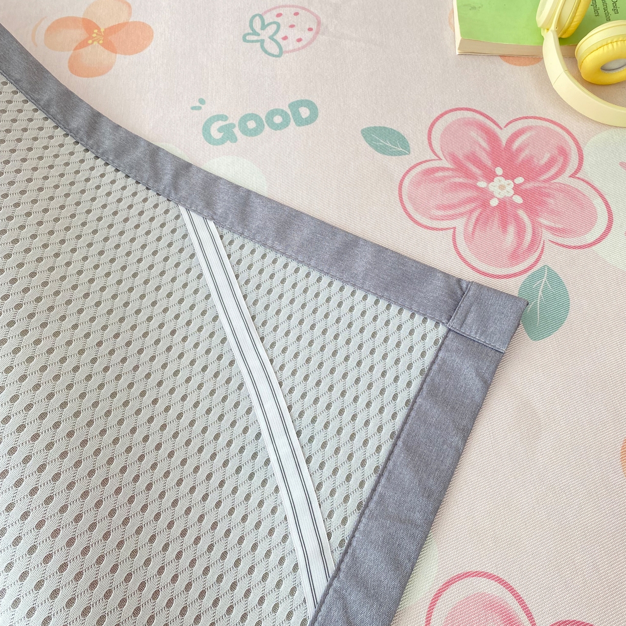 91家纺网 家纺一手货源 找家纺 金盛纺 2026新款A类数码印花冰丝席(可定制)-床席款 花间甜语