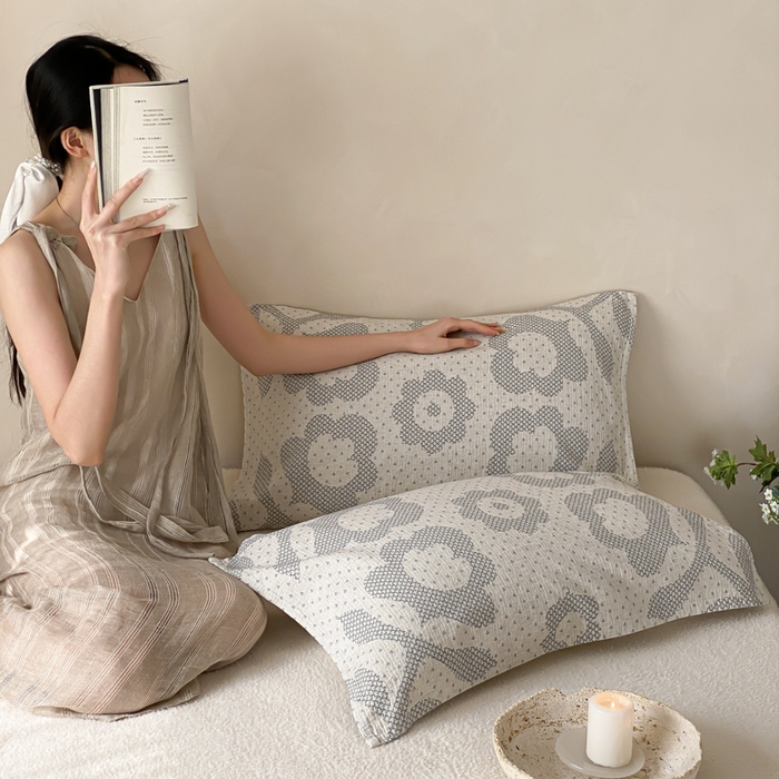 91家纺网 家纺一手货源 找家纺 麻依 2026新款四层纱布亚麻枕巾棉麻 君梦