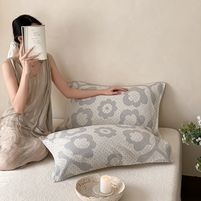 91家纺网 家纺一手货源 找家纺 麻依 2026新款四层纱布亚麻枕巾棉麻 君梦