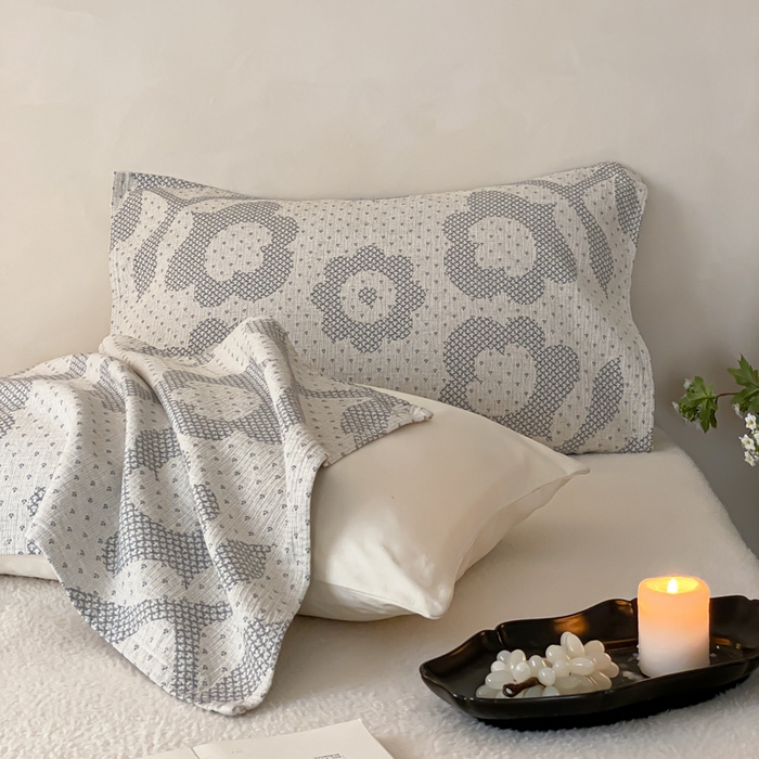 91家纺网 家纺一手货源 找家纺 麻依 2026新款四层纱布亚麻枕巾棉麻 君梦